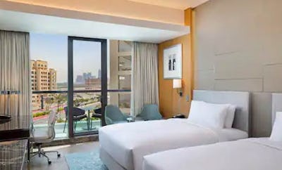 Two Double Beds Guest Room With Balcony