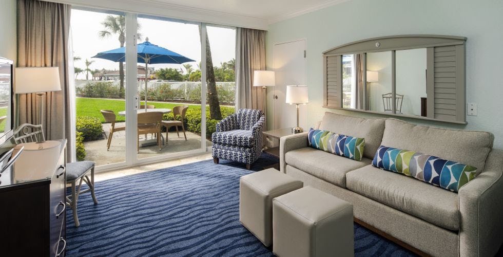 Gulf Front View Two Bedroom Suite 1 King and 2 Double Beds