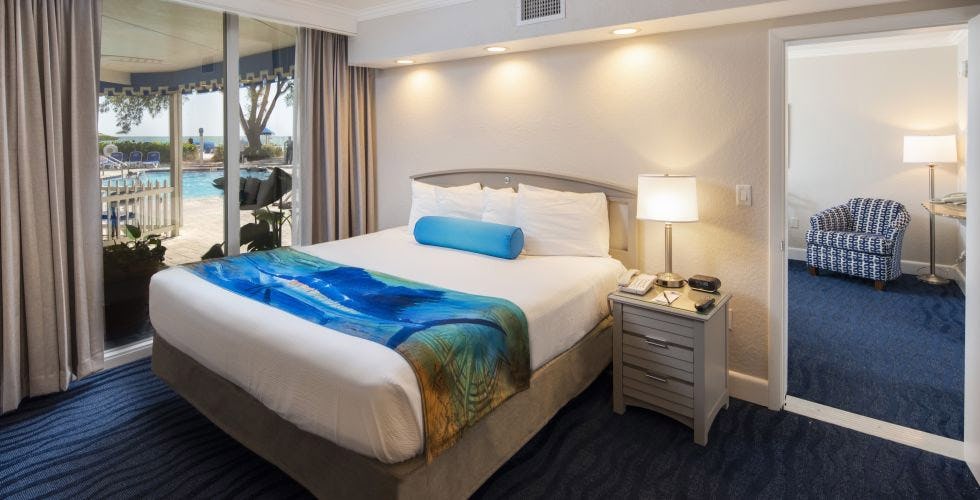 Gulf Front View Two Bedroom Suite 1 King and 2 Double Beds